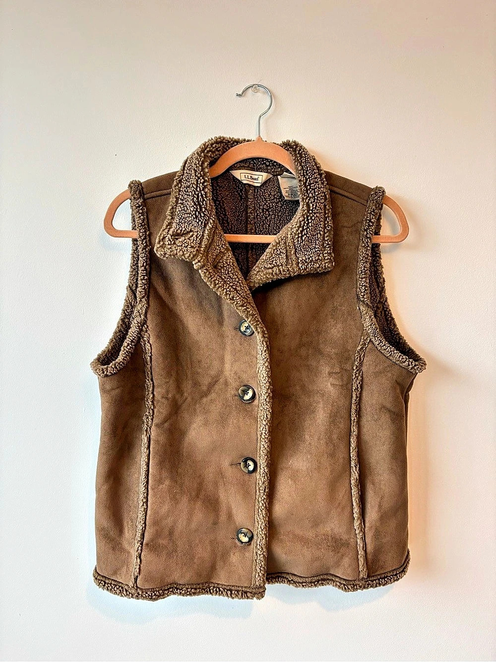 L.L.Bean Sherpa-Lined Brown Vest Size Medium
